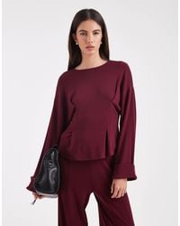 ASOS - Fine Knitted Cinch Waist Deep-cuff Long Sleeve Top - Lyst