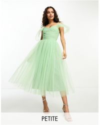 LACE & BEADS - Ruched Tulle Midaxi Dress - Lyst