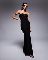 Fashionkilla - Double Sculpted Slinky Bandeau Mermaid Hem Starfish Metal Detail Maxi Dress - Lyst