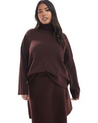 ONLY - Pull d'ensemble en maille à col roulé - bordeaux - Lyst