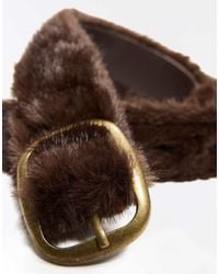 Bershka - Belt With Faux Fur Buckle (fur) - Lyst