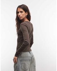 Monki - Ribbed Long Sleeve Top - Lyst