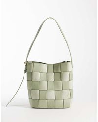 ASOS - Faux Suede And Faux Leather Weave Bucket Tote Bag - Lyst