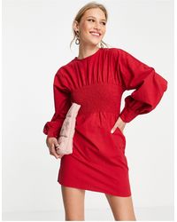 Ghospell - Balloon Sleeve Mini Dress With Ruched Front - Lyst