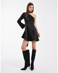 ASOS - Satin Scarf Angel Sleeve Mini Dress - Lyst