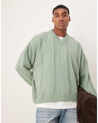ASOS - Super Oversized Boxy Fit Ribbed Knitted V Neck Jumper - Lyst