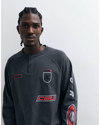 ASOS - Long Sleeve Boxy Oversized Henley T-shirt With Street Graphics - Lyst