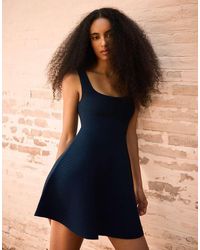 Bershka - Knitted Mini Dress With Flared Skirt - Lyst