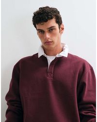 ASOS - Relaxed Long Sleeve Rugby Polo With Contrast Collar - Lyst