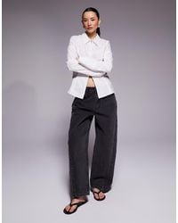 River Island - Petite Seamed Barrel Leg Jeans - Lyst