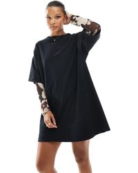ASOS - Vestido Corto Con Diseño 2 En 1 De Camiseta Y En Las Mangas De - Lyst