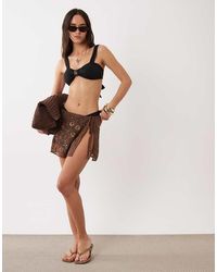 Miss Selfridge - Beach Premium Hand Beaded Tie Side Mini Sarong - Lyst