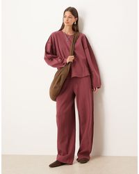 ASOS - Joggers Rosado Oscuro De Pernera Muy Ancha Con Detalle De Costura De Tejido Entrelazado De -Morado - Lyst