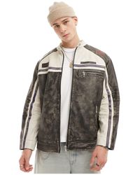 ASOS - Real Leather Motocross Jacket With Badges - Lyst