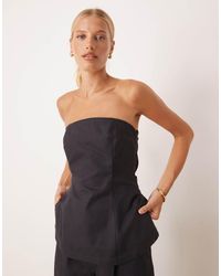 Tala - Strapless Top Van Zware Linnenmix Met Lange Pasvorm - Lyst