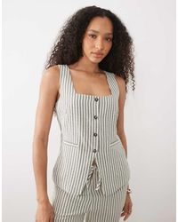 New Look - Stripe Button Down Waistcoat - Lyst