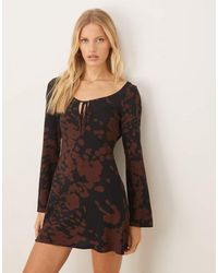 ASOS - Long Sleeve Scoop Neck Swing Dress - Lyst