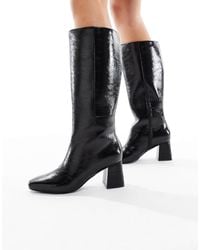 London Rebel - Nova Block Heeled Knee Boots - Lyst