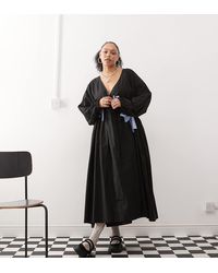 Collusion - Plus Oversized Wrap Maxi Smock Dress With Contrast Gingham Ties - Lyst