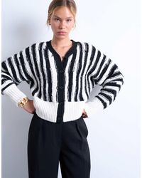 TOPSHOP - Knitted Vetical Stripe Cardigan - Lyst