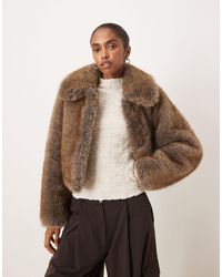 Mango - Faux Fur Cropped Jacket With Collar Detail - Lyst