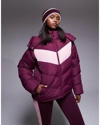 Threadbare - Ski Puffer Jacket With Pink Panel Contrast - Lyst
