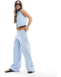 Miss Selfridge - Soft Rib Wide Leg Pants - Lyst