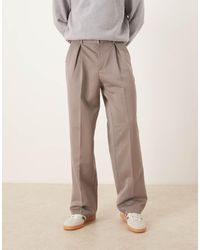 ASOS - Smart Pleated Wide Leg Trousers And Belt Detail - Lyst