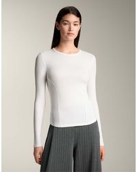 Oysho - Long-Sleeved Rib T-Shirt With Cotton And Modal - Lyst