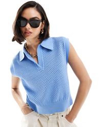 Mango - Sleeveless Knitted Polo Top - Lyst