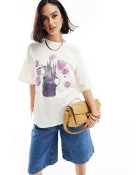 ASOS - Oversized T-shirt With Embroidered Tulip Graphic - Lyst