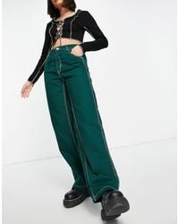 Bershka Cargo Trousers With Contrast Detail - Green