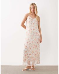 Vila - Lace Trim Cami Midi Dress - Lyst