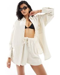 ASOS - Isabel Mix & Match Linen Look Oversize Beach Shirt - Lyst