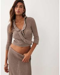 ASOS - Crochet Knit Fringe Ruffle Top Co-ord - Lyst