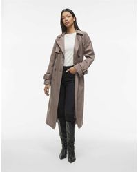 Vila - Gabardina Marrón De - Lyst