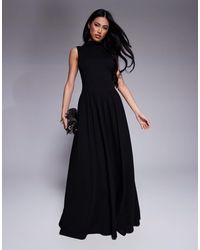 Kaiia - Exclusive Sleeveless High Neck Gathered Skirt Maxi Dress - Lyst