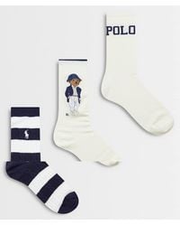 Polo Ralph Lauren - Bear Stripe 3 Pack Logo Socks - Lyst