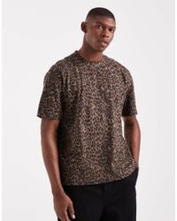 Hollister - – kurzärmliges, kastiges t-shirt mit leopardenmuster und rundhalsausschnitt - Lyst