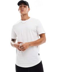 Only & Sons - Camiseta Larga Blanca Con Bajo Redondeado De - Lyst