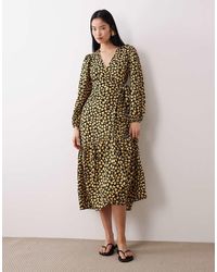 Wednesday's Girl - Long Sleeve Wrap Around Midaxi Dress - Lyst
