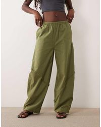 ASOS - Linen Blend Pull On Barrel Leg Trousers With Raw Seam Detail - Lyst