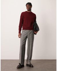 ASOS - Pantalon ample élégant en laine mélangée à petit motif pied-de-poule - noir et blanc - Lyst