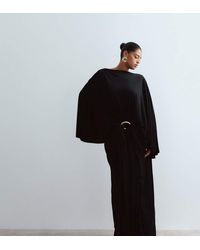 ARRANGE - Curve Long Sleeve Drape Maxi Dress With Gold Hardware Trim Detail - Lyst
