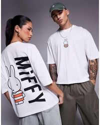 ASOS - T-Shirt Squadrata Oversize Bianca Con Stampe Di Miffy Su Licenza - Lyst