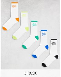 Jack & Jones - Confezione da 5 paia di calzini multicolore con logo a contrasto - Lyst