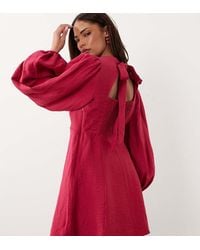 Nobody's Child Petite - Nicki Round Neck Long Sleeve Open Back Detail Mini Dress - Lyst
