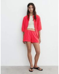 Pull&Bear - Katoenen Short Met Textuur - Lyst