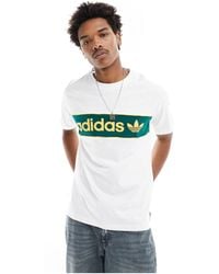 adidas Originals - T-shirt à logo linéaire - , vert foncé et jaune - Lyst