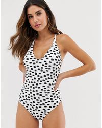 French Connection Badpak Met Gekruiste Achterkant En Stippen - Wit